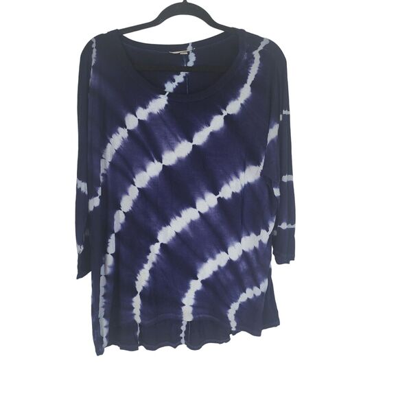 Maria Gabrielle Tops - Maria Gabrielle Tie-Dye Top‎ L Womens Blue White Half Sleeve Crew Neck Pullover